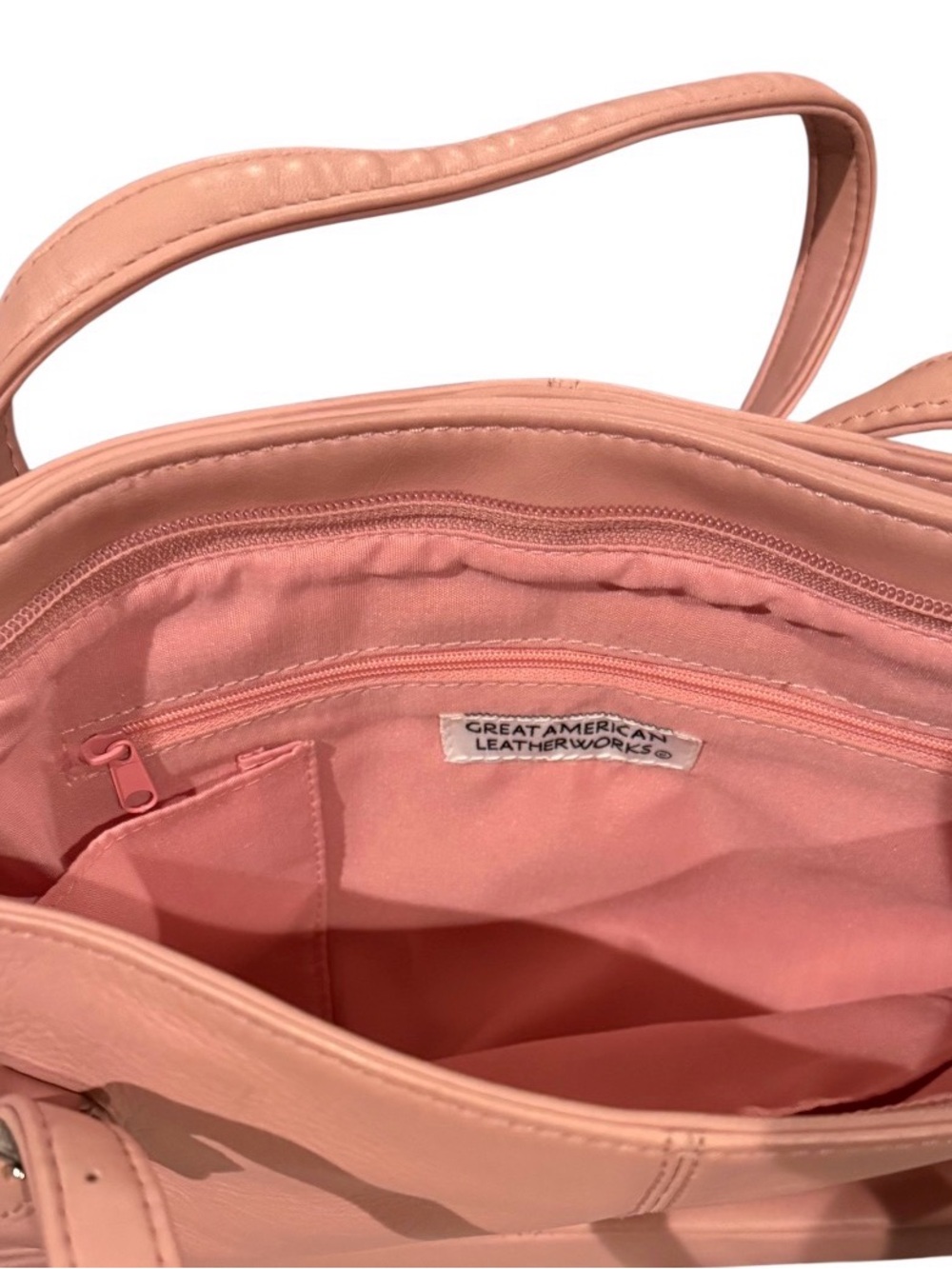Great American Leather Women's Peach Leather Tote Handbag - Picture 4 of 6